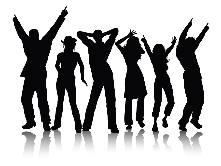 "Dancing silhouettes" - A black and white image featuring the silhouettes of two people dancing together, captured in mid-motion. The figures are set against a light background and the lines of their bodies are sharp and angular. The woman's dress and the man's suit are clearly defined, while their faces are left blank, creating a sense of anonymity. The image evokes a feeling of joy and movement, as the couple appears to be lost in the rhythm of the dance.