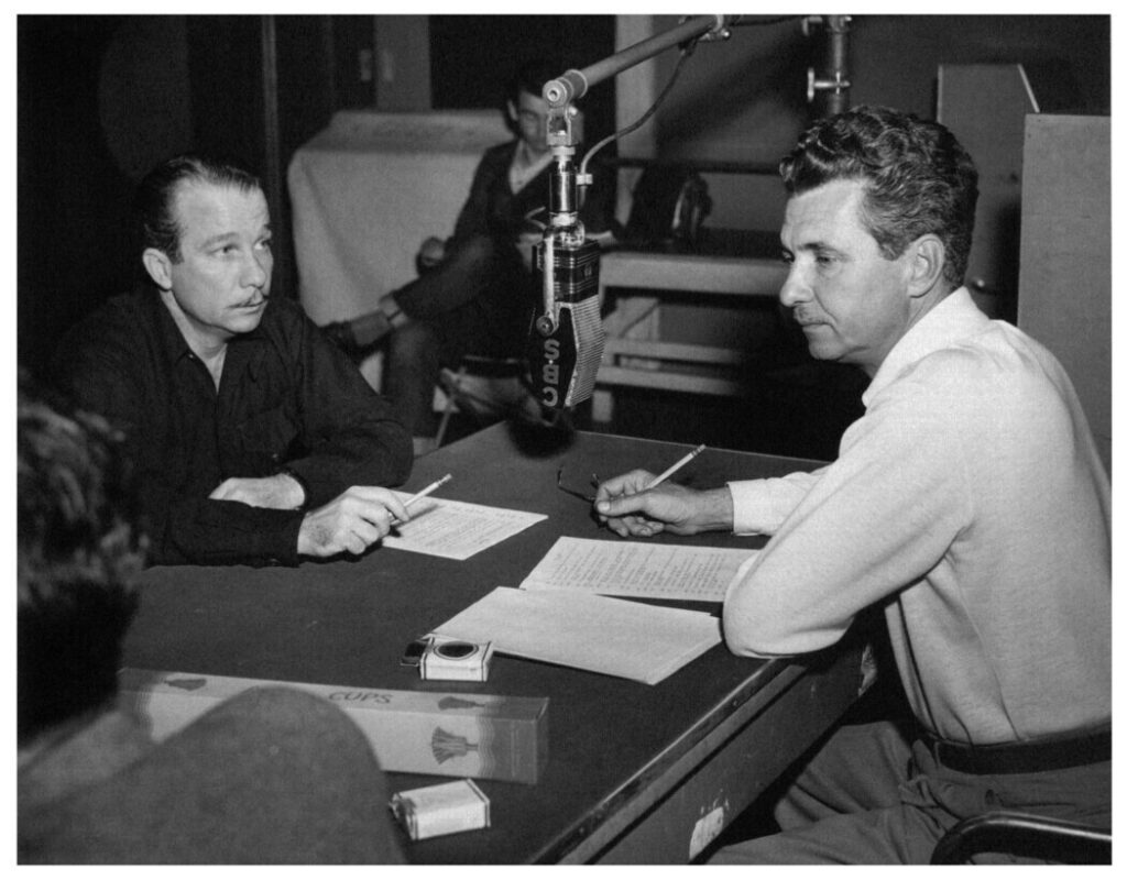Lum and Abner, going over the script.