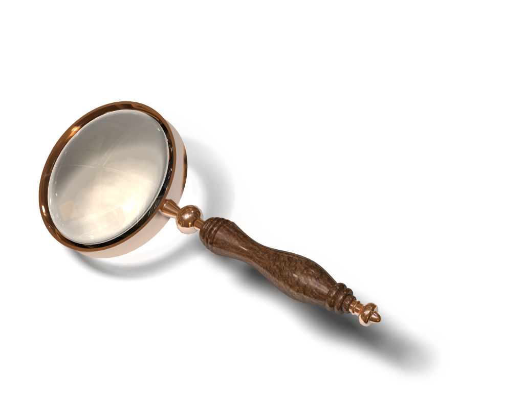 Antique magnifying glass with handle.